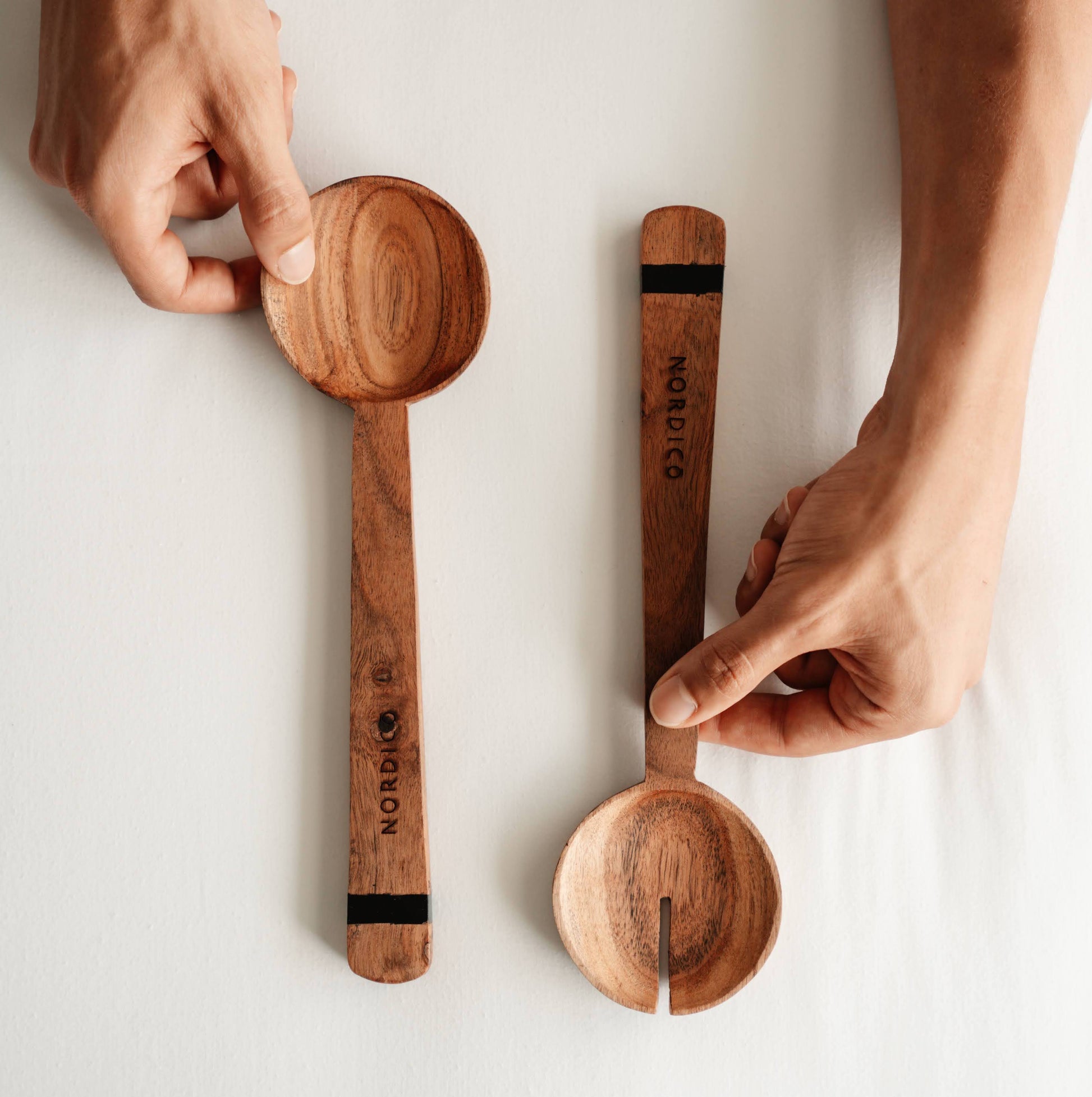 NORDICO Wooden Salad Servers Kitchen Utensils - Nordico