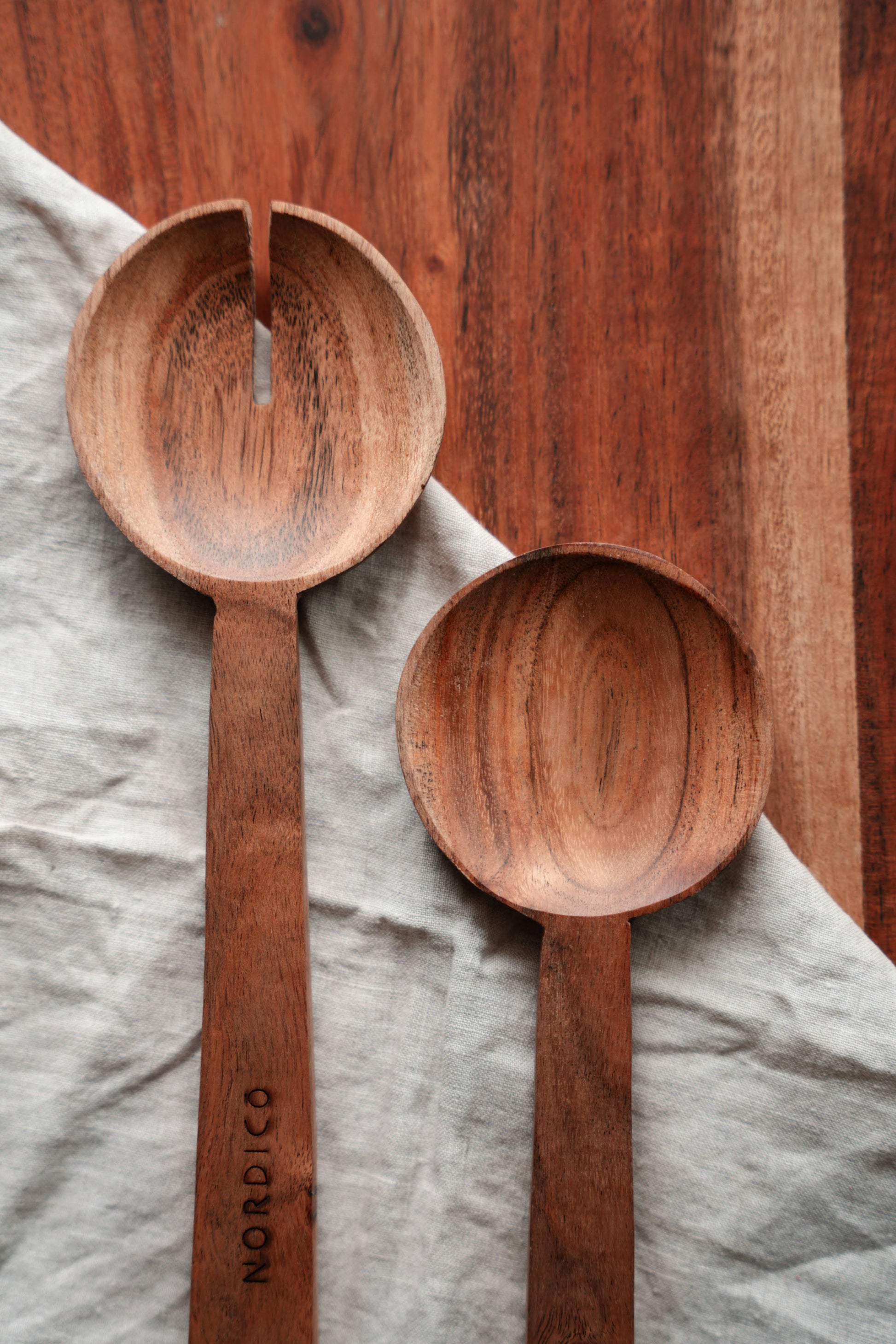 NORDICO Wooden Salad Servers Kitchen Utensils - Nordico