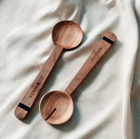 NORDICO Wooden Salad Servers Kitchen Utensils - Nordico