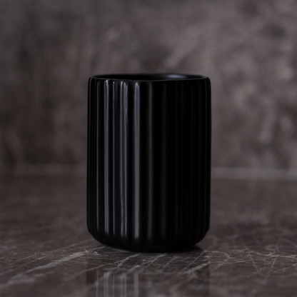 Nordico Ceramic Coffee Mug Black Ribbed - Nordico
