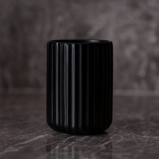 Nordico Ceramic Coffee Mug Black Ribbed - Nordico
